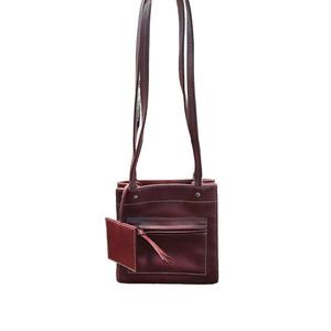 Red Leather Crossbody Bag by Q&A Shoulder Purse